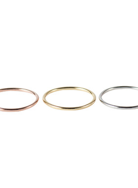 韩版S925纯银素圈银戒指光面线条学生简约细戒指女食指戒尾戒银饰