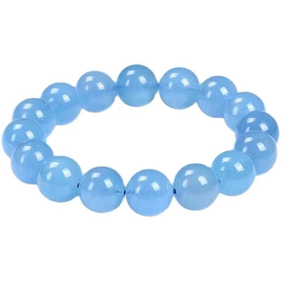 爆款仿冰种海蓝宝手链手串冰透种水晶蓝色蓝宝石珠子收藏级老矿