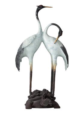 铜仙鹤摆件双喜鹤祝寿贺礼丹顶鹤