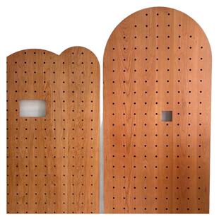 樱桃木洞洞板实木定制玄关置物架挂衣架墙上搁板收纳免费设计图纸