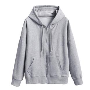 灰色连帽卫衣女2025新款爆款时尚洋气秋冬季加绒加厚开衫拉链外套