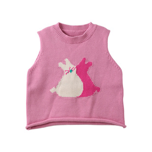 Amila女童毛衣马甲春款儿童宝宝针织背心坎肩小女孩春装上衣洋气