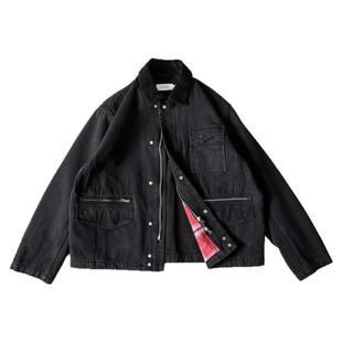 NOFAITH做旧灯芯绒领口夹克外套男春季新款日系复古宽松休闲上衣