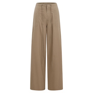 BALIANG「捌樑」檀'Sandalwood' 纯棉水洗低腰抽绳宽松直筒长裤