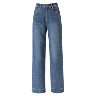 窄版直筒牛仔裤女春秋2025新款高腰显瘦长裤宽松垂感拖地阔腿裤子