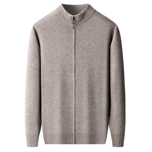 皮尔卡丹正品针织开衫男秋冬外套新款中年立领毛衣羊毛衫针织夹克