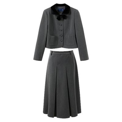 三彩2025冬季复古套装外套两件套