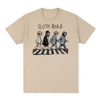Sloth Road短袖T恤树懒The Beatles披头士列侬搞笑可爱男女情侣潮