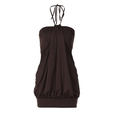 度假风高级感挂脖抹胸连衣裙辣妹