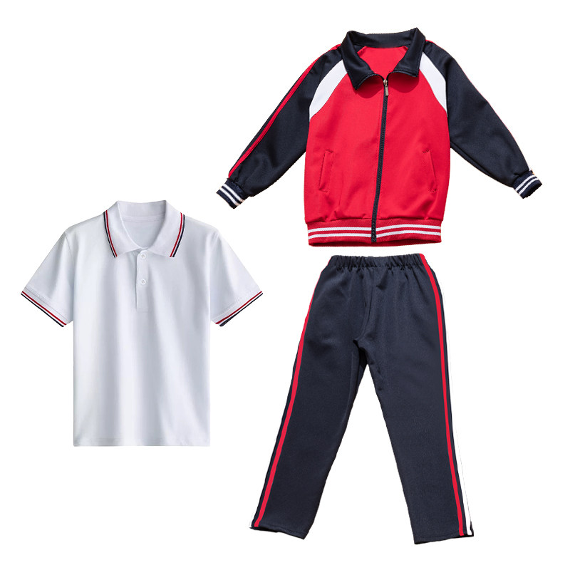中小学生黑红色校服班服套装