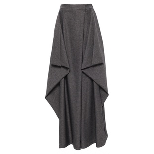 APOZi collection/镜水浮金/新中式小众阔腿裙裤不对称堆叠长裤
