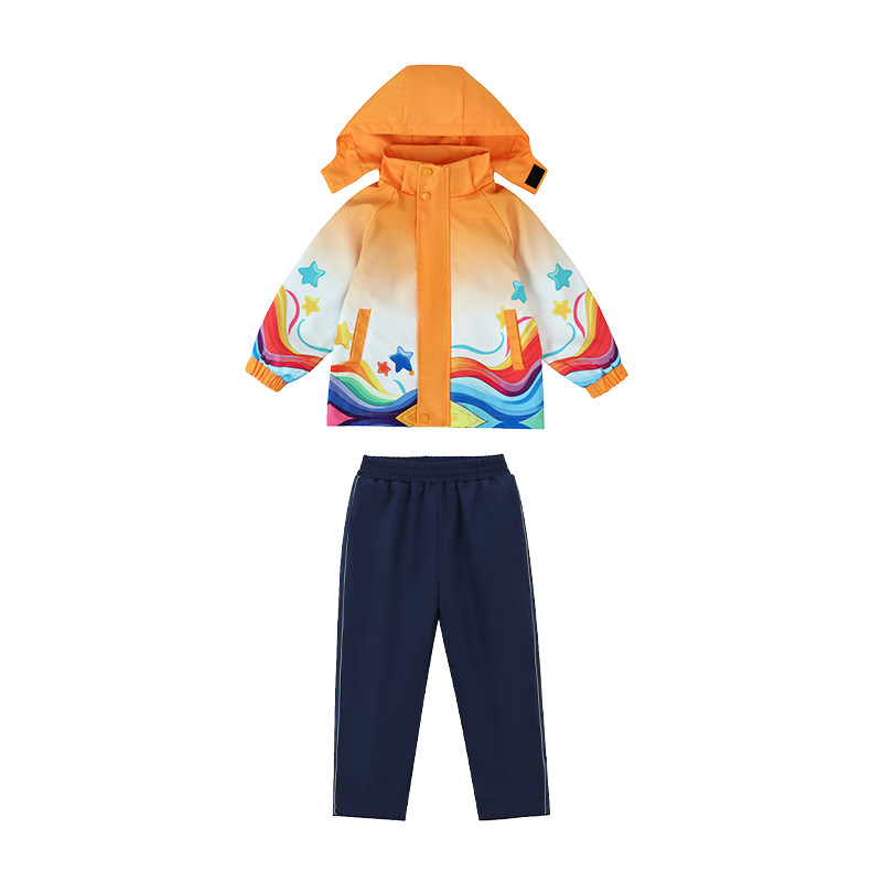 幼儿园园服冲锋衣秋冬装儿童班服一年级小学生校服三件套彩虹夏季