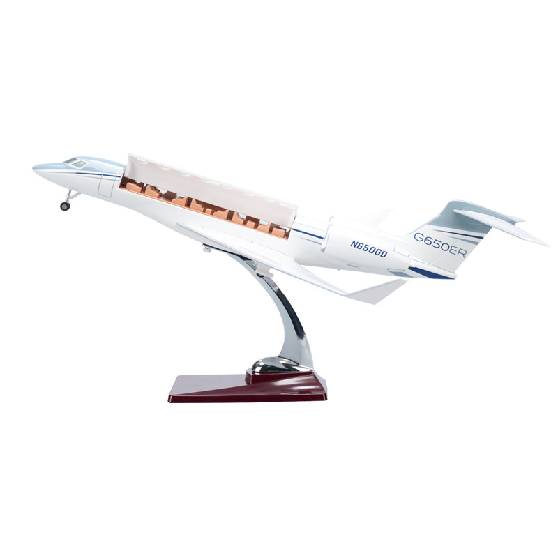 带灯可开舱盖湾流G650er仿真客机飞机模型摆件1:50比例Gulfstream