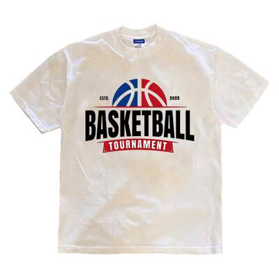 EANALEN美式篮球运动字母印花短袖T恤男潮牌小领口重磅300克半袖