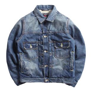 红风 复刻VISVIM101羊羔毛牛仔衣男宽松加厚棉衣夹克水洗牛仔外套