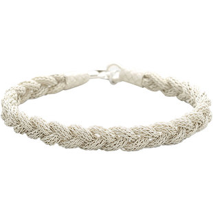 土耳其进口编织纯银手链男款复古手工银手绳高级感银手饰女生礼物