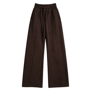 加绒弯刀裤女2025新款冬季直筒休闲运动卫裤宽松显瘦窄版阔腿裤子