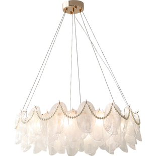 法式中古风轻奢云雾玻璃吊灯卧室灯客厅艺术感灯具浪漫氛围感灯饰