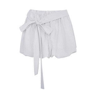 邓恩熙同款 Kroche Blokette 蝴蝶结系带 松紧腰头花苞短裤