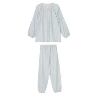 馨帮帮Homedress 小清新碎花花边家居服初秋长袖长裤女款睡衣套装