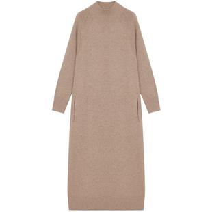 ERDOS 女装纯羊绒连衣裙秋冬半高领宽松加厚长裙保暖柔软