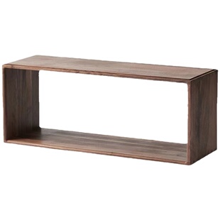 北欧实木书架黑胡桃色格子柜自由组合矮书柜日式储物柜收纳柜落地