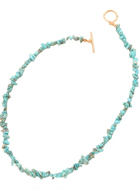 时尚饰品 大号异形珍珠OT扣项链女 气质简约时尚绿色松石项饰