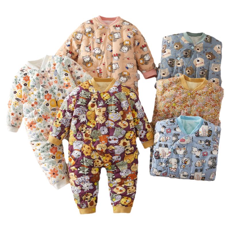 婴儿连体衣纯棉花手工哈衣爬服