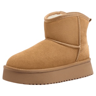 熊猫X骆驼 户外雪地靴女2025新款冬季防泼水增高加绒保暖雪地靴