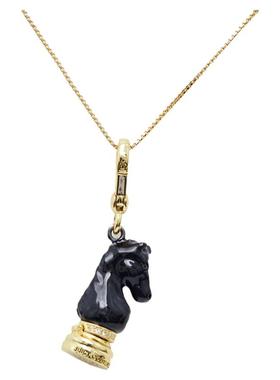 珐琅彩釉黑色马头国际象棋吊坠