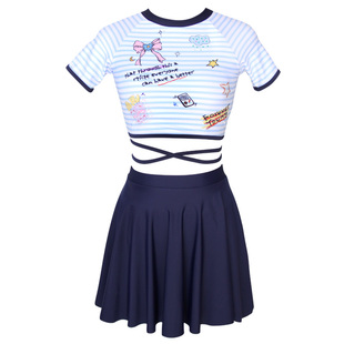 【蓝调俏皮】涵韵海少女泳衣分体裙式保守学生日系可爱绝美高级感