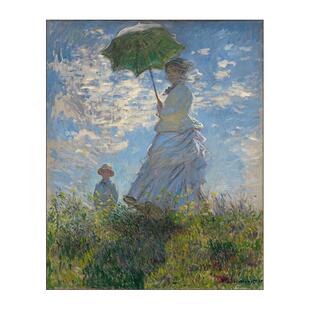 莫奈名画撑伞的女人民宿装饰画摆画欧式油画餐厅卧室挂画无框画
