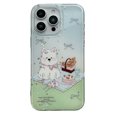 适用苹果手机壳卡通野餐小狗