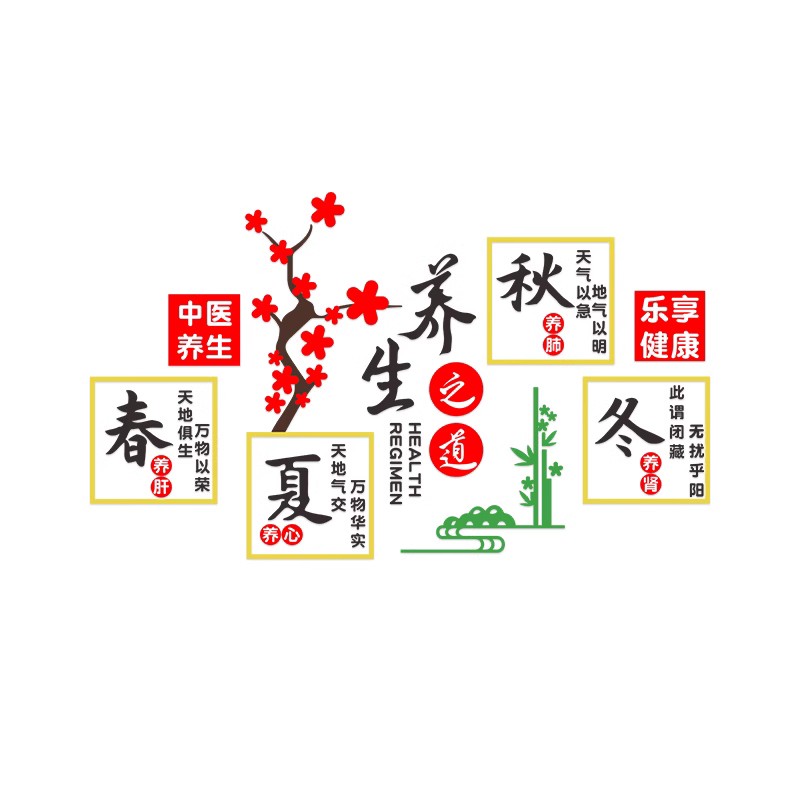 中医养生馆网红打卡墙面装饰贴纸