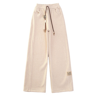 女童加绒裤子秋冬款2025新款冬装大童羊绒加厚直筒儿童装冬季长裤