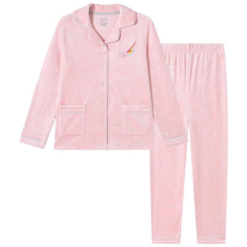 舒雅女童毛绒家居服套装