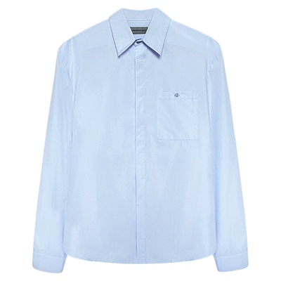 静奢简约水蓝色长袖衬衫