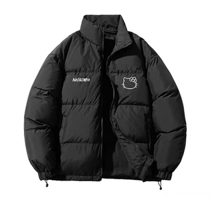 黑色加厚外套棉服女款2025新款冬季立领小个子短款保暖情侣装棉袄