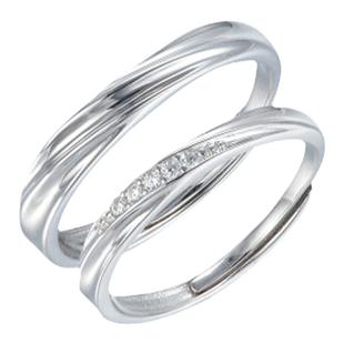 S925纯银情侣戒指一对共渡爱河刻字简约男女小众异地恋轻奢对戒