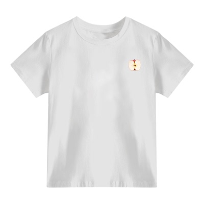 大码女装正肩短袖t恤夏季小众设计感苹果前后印花圆领胖mm上衣潮