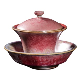 孔家钧窑[炉钧盖碗]三才盖碗钧瓷手工窑变釉中式功夫茶具送礼