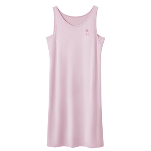 红豆居家睡裙女夏季带胸垫背心凉感棉睡衣抑菌莱赛尔滑爽家居服薄