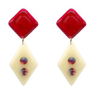 25SUMMER原创 变奏曲 夸张个性小众设计感树脂大菱形耳环几何耳夹