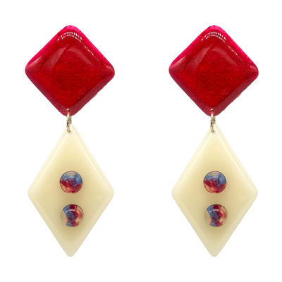 25SUMMER原创树脂菱形夸张女耳环