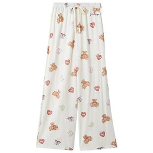gelato pique25秋冬新品女睡裤满印爱心小熊长裤居家PWCP255241