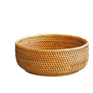 越南秋藤水果篮收纳筐圆边果盘果蔬筐茶几茶点收纳筐手工编织藤篮