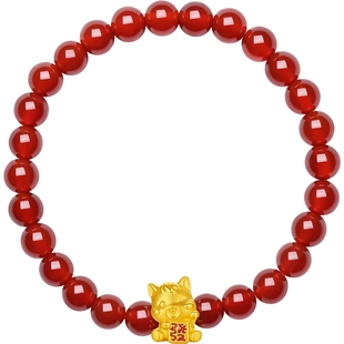周六福3d硬金定价黄金手串聚财马宝女生肖黄金手串生肖马新年礼物