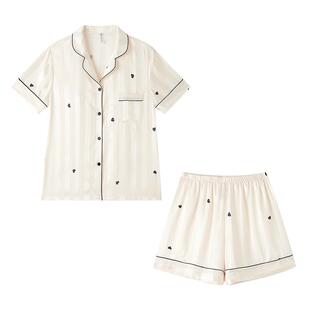 冰丝睡衣女夏季带胸垫高级感2026新款短袖女士家居服套装丝绸秋春