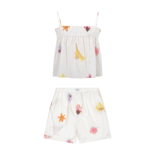 FORRETRO 25花园系列A字抽皱花边吊带短裤长裤休闲慵懒家居套装