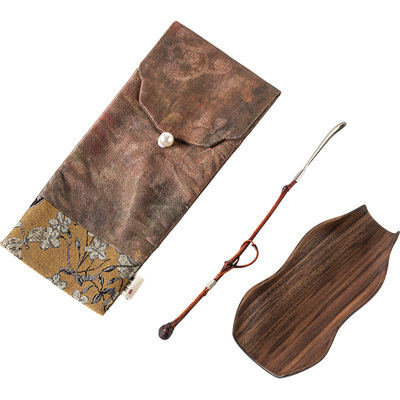 寻心胡桃木茶则茶拨茶剪泡茶工具